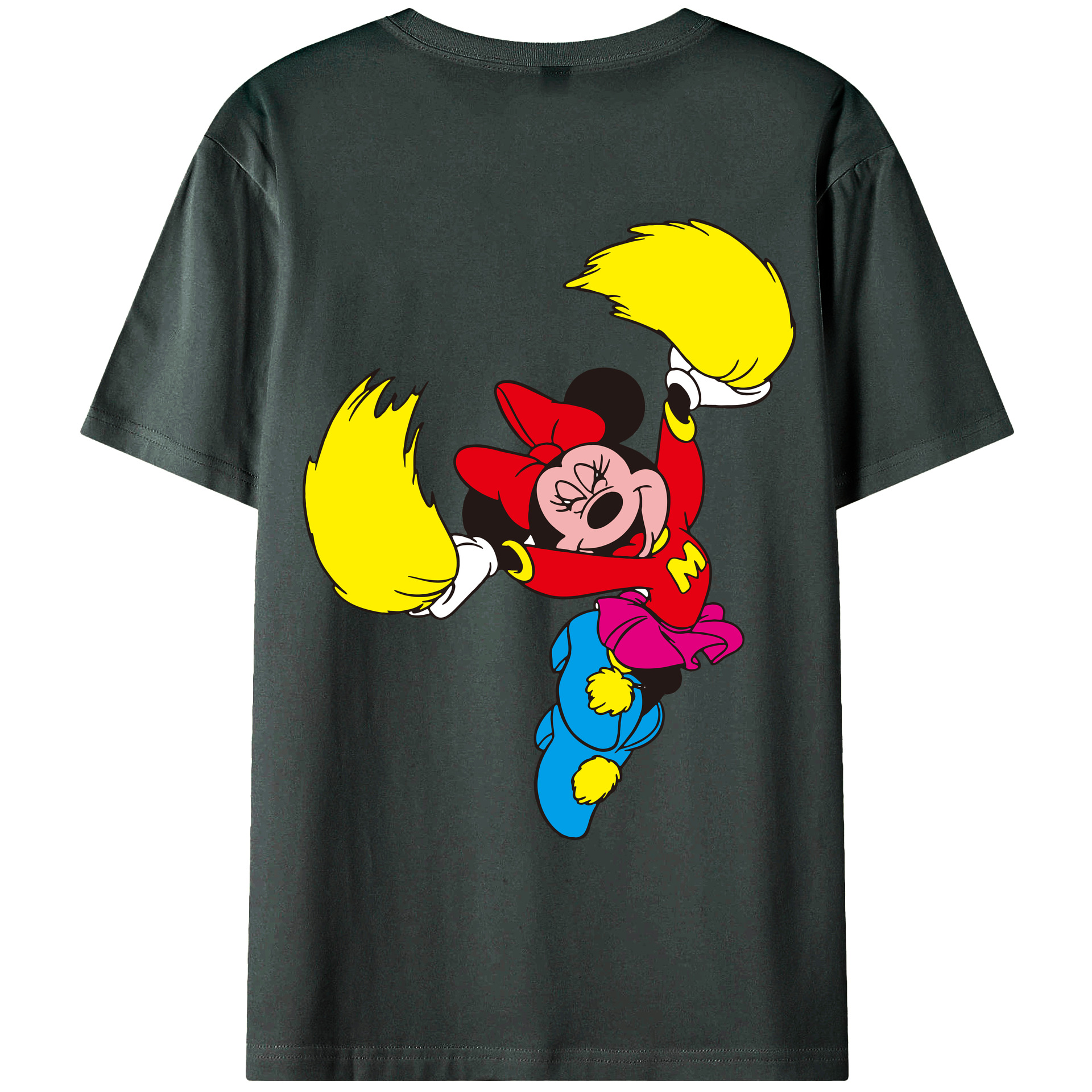 ミッキーマウス Mickey Mouse 綿100％ メンズ半袖Tシャツ（バックプリント） 通気性